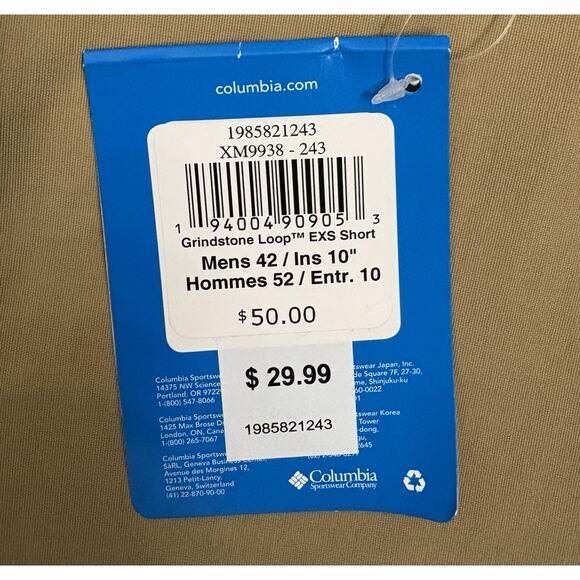 Columbia Men’s Omni Shade Beige Shorts Size 42x10 UPF Protection Omni Wick - Picture 3 of 7